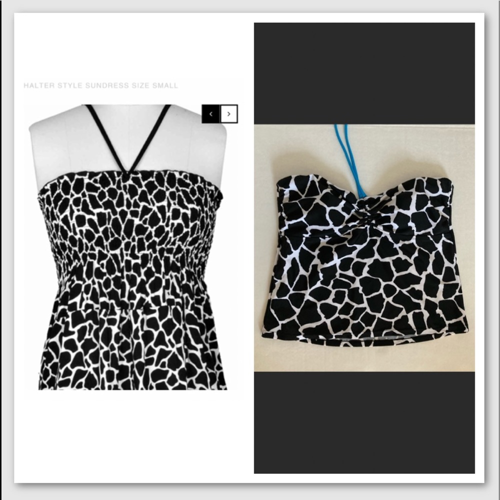 Sun Casual Black White Giraffe Stone Tankini Sz 12